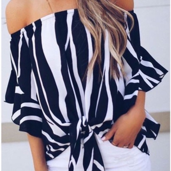Glam Girl Fashion Tops - NWT Front Tie, Off the Shoulder Blouse